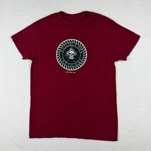 Last Call Co Mens Small Double Or Nothing Skull Spade Graphic T-Shirt Maroon